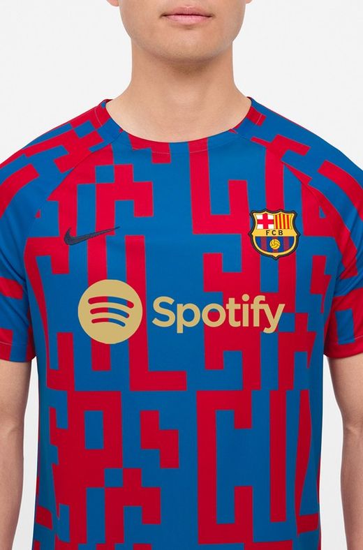 Maillot D'avant-match FC Barcelone Nike - Taille L, Bleu, Coupe Athlétique, Neuf Avec étiquettes