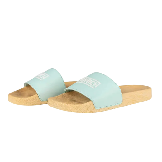 Munich Flat Slider wood turquoise women's flip flops